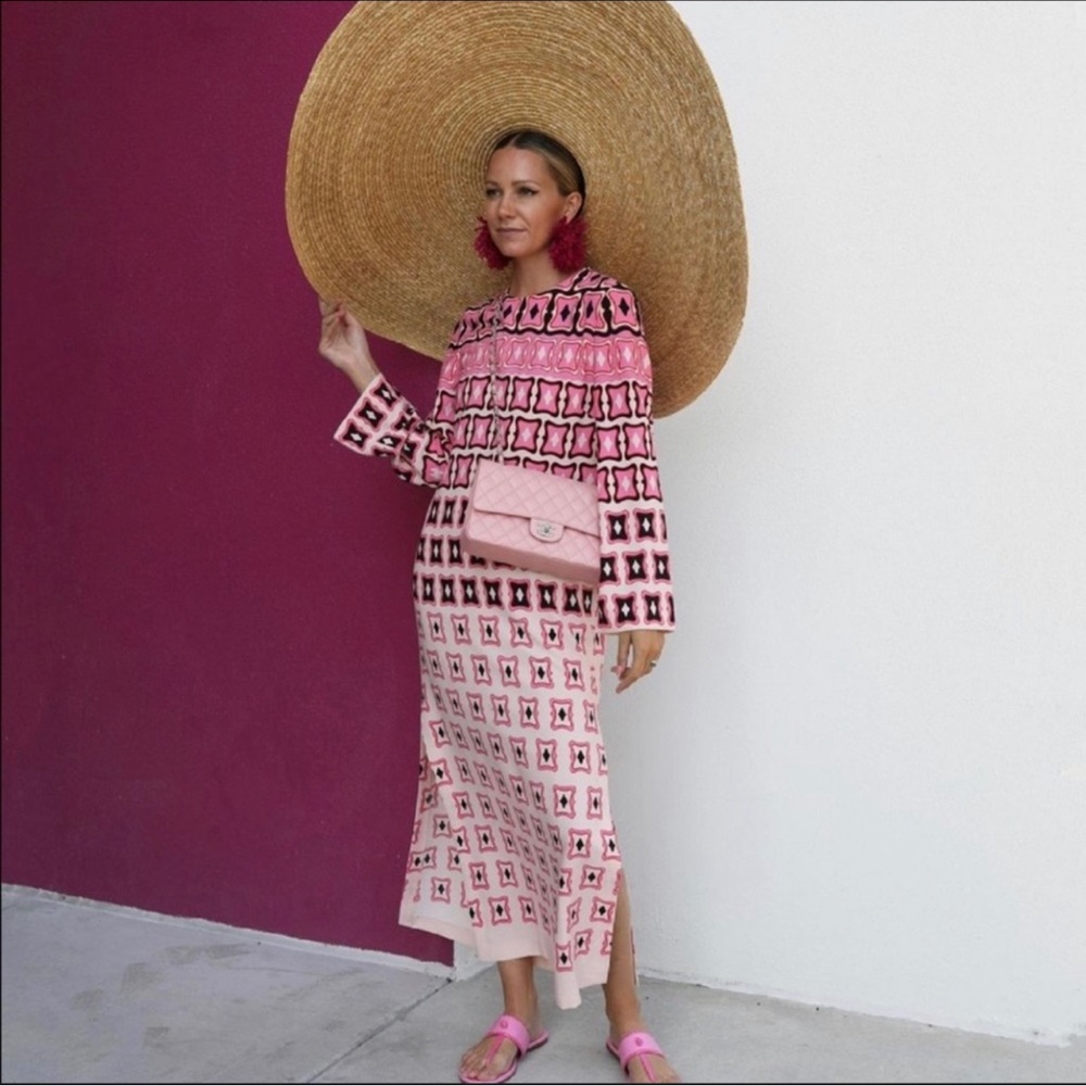 ZARA PINK  CUT OUT PRINT TUNIC DRESS ROUND NECK
